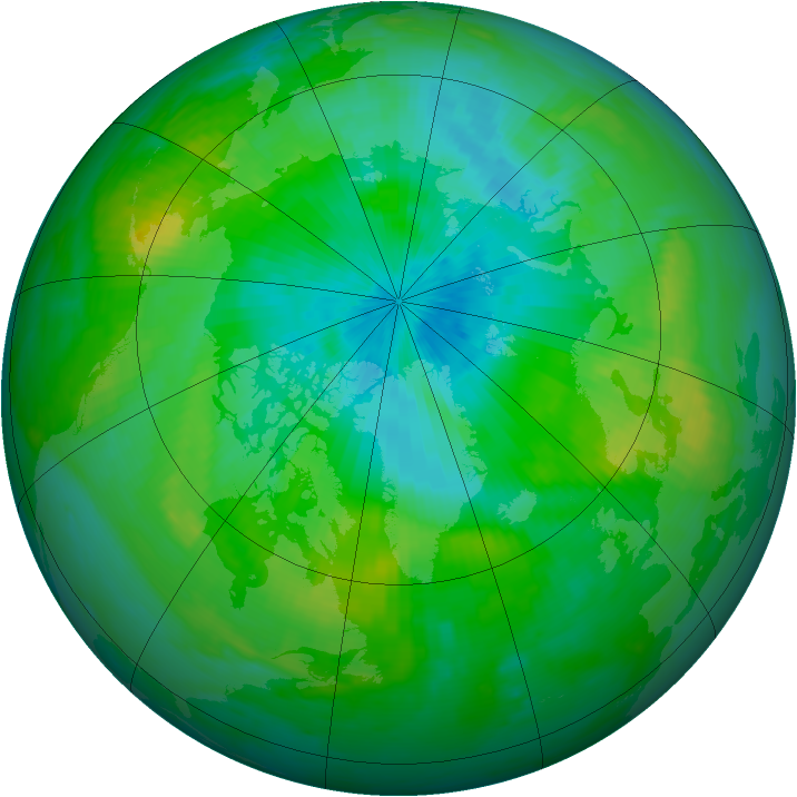 Arctic ozone map for 25 August 1998